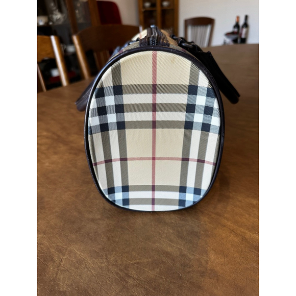 Burberry Beige Brown Plaid Coated Canvas & Leather Satchel - Picture 7 of 14